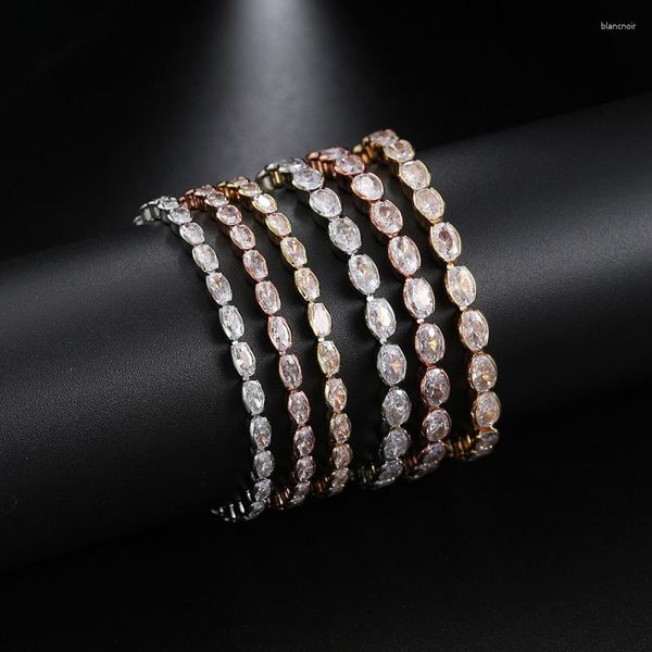 Bracelets de liaison Bracelet de tennis ovale pour femmes Fashion Gold Color Adjustable Zircon Crystal Chain à la main Gift bijoux bracelet