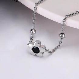 Link armbanden Panjbj Silver Color Zirkoon Bloemarmband voor vrouwen meisje schattig eenvoudig verstelbare mode kralen sieraden cadeau drop