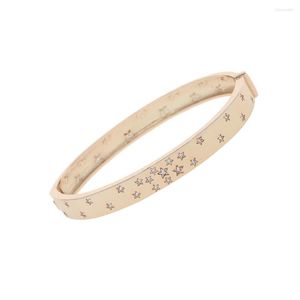 Pulseras de eslabones Pave Setting Shiny Cz Star Bangle Brazalete de mujer Boho Jewerly Geometric Rose Gold Color Gypsophila Hand Jewellry