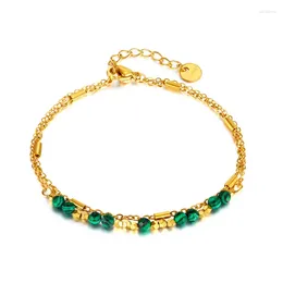 Bracelets à maillons PAXA en acier inoxydable pierre naturelle vert bracelet fait à la main France couleur or exquis à la mode femmes cadeaux de fête bijoux