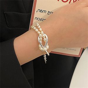 Lien Bracelets Perle Épissage Perlé Bracelet Noeud Métal Femme Coréen Rétro Simple All-match