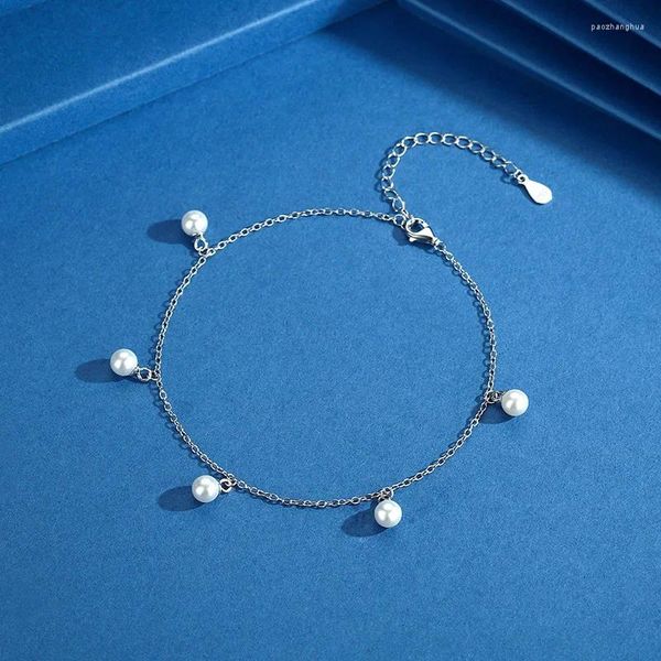 Bracelets à maillons en argent sterling 925, perles simples, vente en gros