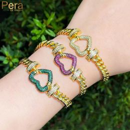 Bracelets de liaison pera merveilleux bijoux de fiançailles bijoux rouge vert cz pierre africain gold couleur amour romantique coeur charme pour les femmes b213