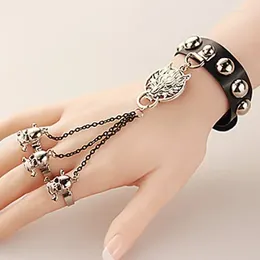 Bracelets de liaison bijoux de mode personnalisés Gothic Skull Wolf Bracelet Creative Leather Dinger Ring One
