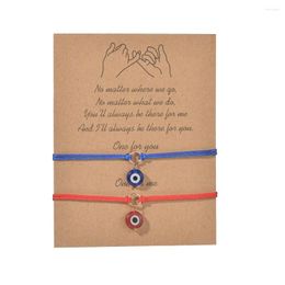 Bracelets de liaison Bleu rouge personnalisé Mystérious Eyes Corde perlée Ajustement de carte Bracelet Couple de bijoux Cadeau