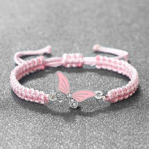 Bracelets de liaison pendentif papillon rose pour femmes ajusté à la main bracelet bracelet bracelet yoga méditation bijoux fille