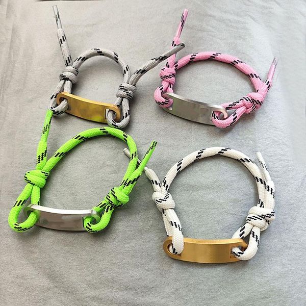 Bracelets à maillons en corde tressée rose et vert pour femmes, lacets réglables, bijoux de luxe de styliste, Punk Streetwear