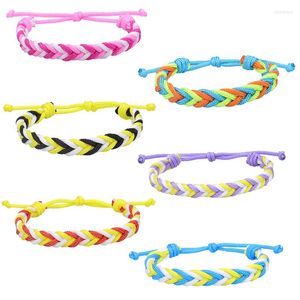 Pulseras de eslabones de fibra de poliéster, estilo bohemio, para hombres y mujeres, hecho a mano, cuerda trenzada, hilo de la suerte, brazaletes trenzados, joyería para amigos de oración