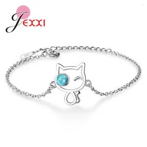 Link Armbanden Pretty 925 Sterling Silver For Women Blue Crystal Chain polsbandjes Trendy Holidays Sieraden 2 ontwerpen Optie