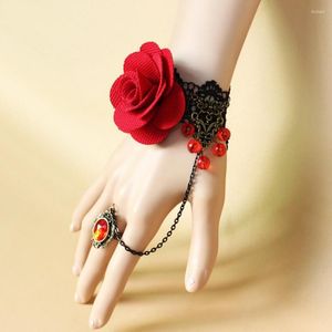 Lien Bracelets Jolie Rose Rouge Bracelet En Dentelle Bijoux De Mode Gothique