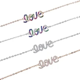 Link Armbanden Promotie Mode-sieraden Voor 2024 Valentijnsdag Cadeau Micro Pave Witte Regenboog Liefdesbrief CZ Armband
