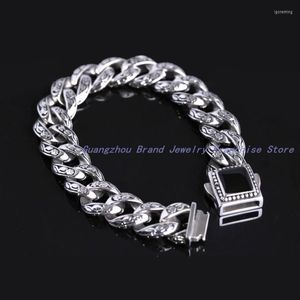 Link armbanden promotie verkoop elegant 316L roestvrij staal zwart kristal en ketting heren armband bangle first class technologie goed