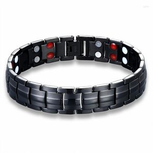 Lien Bracelets Punk Énergie Saine Bracelet Hommes Noir Chaîne Bijoux En Acier Inoxydable Aimant Charme Pour