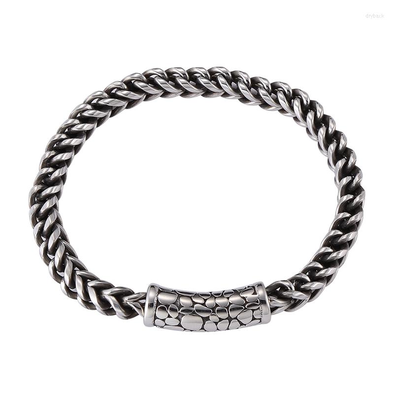 Link Bracelets Punk Men's Bracelet Stainless Steel Cuban Chain Silver Color Fashion Male Wristband Jewelry Wholesale GS0053