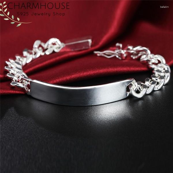 Lien Bracelets pur 925 argent pour hommes 10mm ID chaîne Bracelet Bracelet Pulseira Femme mariage mariée mode bijoux