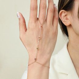 Link Armbanden Qiamni Fashion Crystal Pols Pols Bracelet Pendant aangesloten metalen vingerring voor vrouwen Girl Handketen Bangle sieraden