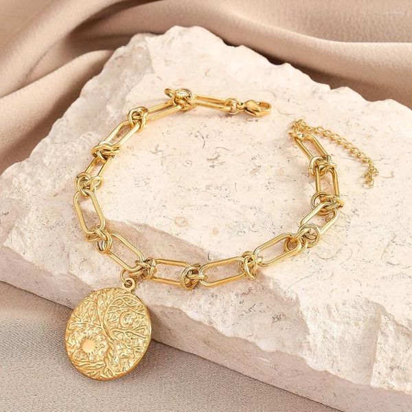 Link Bracelets Qiamni Fashion Sun Moon Parte Cadena ajustable para mujeres Regalo Friendhiphiphiphiphiphip Jewelry Bangles