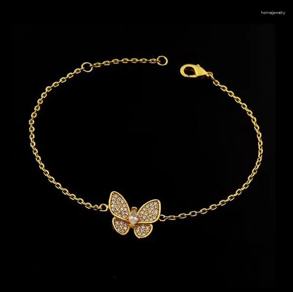 Bracelets de liaison de qualité Micro Pave Pave Premium Zircon Crystals Butterfly Luxury Bijoux pour les femmes