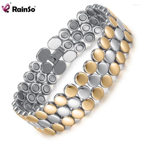 Lien bracelets rainso magnétique pour hommes femmes bio energy therapy 3500 Gaus charme santé luxe en acier inoxydable en acier