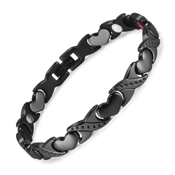 Bracelets à maillons Rainso Bracelet magnétique en acier inoxydable pour femmes Éléments de santé Bio Energy Bracelets noirs 2023 Bijoux de mode Cadeaux pour filles