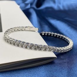 Bracelets à maillons Bracelet en moissanite véritable pour femmes SS925 en argent sterling 4mm diamants chaînes avec certificat GRA Fine Jewe212V