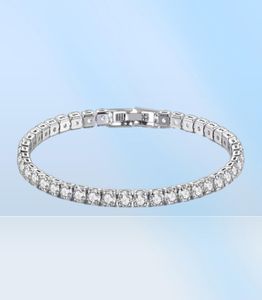 Bracelets à maillons en argent Sterling S925 pour femmes, Bracelet de Tennis en Moissanite véritable, diamants de 4mm, chaînes, bijoux fins, 1423087