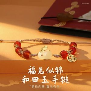 Bracelets de liaison Agate rouge et bracelet de jade dames 925 Zodiaque de China-Chic en argent sterling