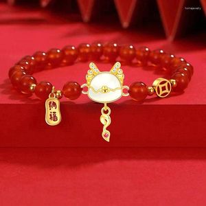 Bracelets de liaison Berle rouge Bracelet Dragon Bracelet chinois Chine Retro Personnalize Hand White Hand Chain Célébrer l'année cadeau
