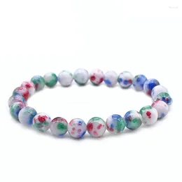 Link Armbanden Red Green Pink Violet Cloud Jades Natural Stone Beads Bracelet Bangle Transfer Luck Chakra Yoga 6mm 8mm 10 mm