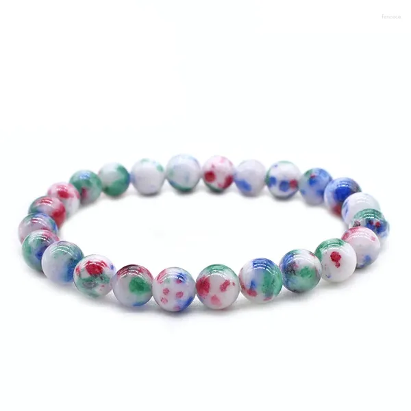 Bracelets de liaison verte rouge rose violet jades jades perles de pierre naturelles bracelet bracelet transfert chance chakra yoga 6 mm 8 mm 10 mm