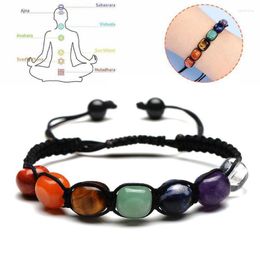 Link Armbanden Reiki Natuursteen Gevlochten Genezing Onregelmatige Kraal Handgemaakte String Touw Verstelbare Armband Balans Meditatie Gift