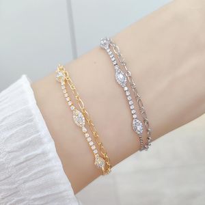 Link Armbanden Retro Dubbellaags Armband Voor Vrouwen Mode Paard Oog Zirkoon Hand Chain Mooie Meisje Prachtige Sieraden Groothandel