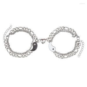 Lien Bracelets Rétro Yin Yang Pour Chi Pendentif Deux Pièces Bracelet Métal Hommes Femmes Couple Gif