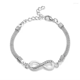 Pulseras de eslabones Rhinestone Infinity Pulsera Hombres Mujeres Joyería 8 Número Colgante Charm Pareja para Amante Amigo