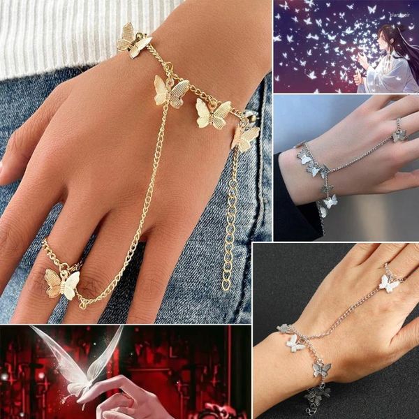 Link Pulseras Románticas Anillos de cadena integrados Accesorios de moda Mujeres brazalete de dedo Ornamentos regalo de amistad