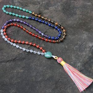 Link armbanden rozenkrans armband 108 met de hand geknotted 6mm edelsteen ronde kralen kwastjes ketting meditatie boeddhisme gebed voor genezing