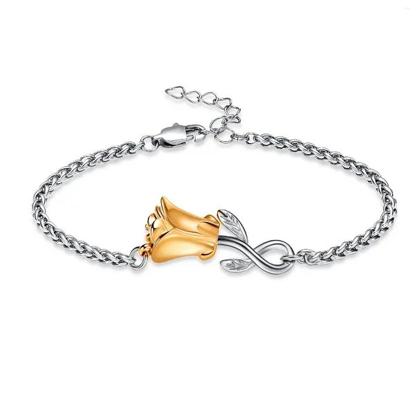 Bracelets à maillons en forme d'urne de fleur de Rose pour cendres, bijoux de crémation réglables, Bracelet souvenir pour un être cher, cadeau pour femmes