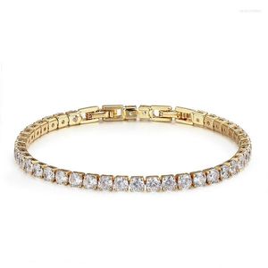 Link Armbanden rond CZ Chain Brass Gold Color Tennis Bracelet Bangles For Women Girls Gift Sieraden Bracetten Pulseras Bracciali