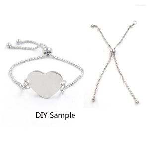 Bracelets à maillons Bracelet de perles en caoutchouc Chaîne de perles en acier inoxydable Réglable DIY Personnalisé
