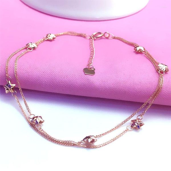 Bracelets à maillons russie 585 Bracelet étoile à cinq branches en or violet exquis et polyvalent mode plaqué 18K couleur pour les femmes