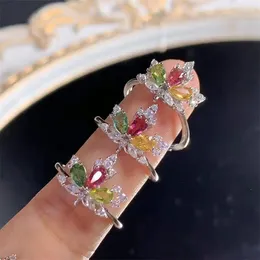 Bracelets de liaison S925 Anneau de tourmaline naturelle ouverte Fashion Ajustement guérison Reiki Charm bijoux Femmes 1pcs