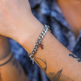 Bracelets de liaison Salicon Punk Épais Chaîne cubaine Bracelet en acier en acier minimaliste Bijoux hip hop pour hommes