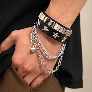 Lien Bracelets Salircon Steampunk métal gland pendentif Bracelet gothique bloc réglable en cuir PU hommes décontracté Bracelet bijoux