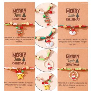 Bracelets de liaison Santa Claus Noël Tree Treen Couleur Bracelet tissé pour femmes Gifts d'enfants Cadeaux de Noël Carte de souhaits Bijoux Amis