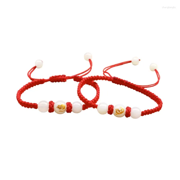 Bracelets à maillons, Style sélectionné, veilleuse en pierre, 12 années du zodiaque, corde rouge, tissage de couples pour hommes et femmes