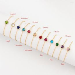 Linkarmbanden verkopen Fashion Month Birthday Stone Lucky Bracelet verstelbare vergulde goudketen voor vrouwen