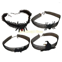 Pulseras de enlace Sexy Gothic Bat Collar Cadena Halloween Gargantilla para mujeres Cool Steampunk Black Mesh Collar Cosplay Joyería Fiesta C9GF