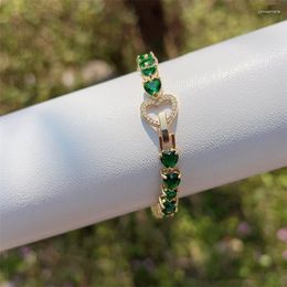 Bracelets à maillons brillant couleur or Zircon Tennis pour femmes monocouche CZ Bracelet à breloques déclaration bijoux de fête de mariage en gros