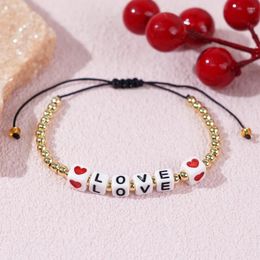 Link Armbanden Shinus paar sieraden 2024 vierkante liefde hart en 18k goud vergulde kralen voor vrouwen gelukkige jaar trendy geschenken