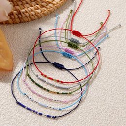 Link Armbanden Shinus Minimalistische sierlijke kralen handgemaakte multicolor zaadstapel sieraden 2024 Trendy voor vrouwelijke mannen tieners
